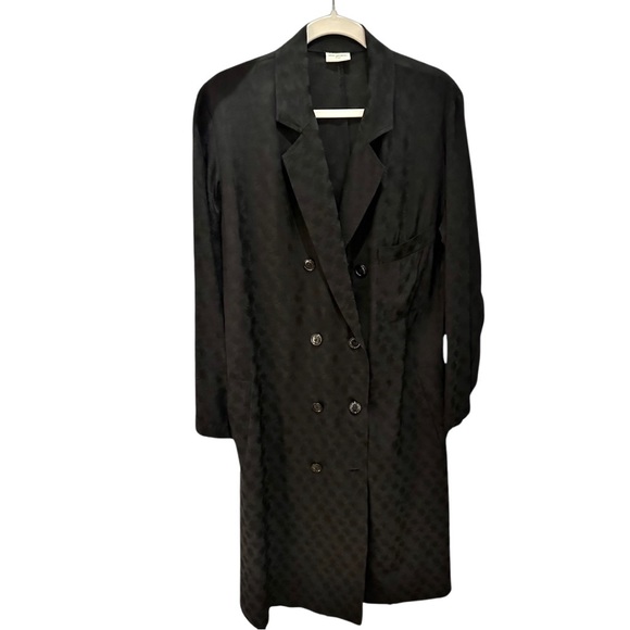 DRIES VAN NOTEN Double-breasted satin-jacquard trench coat Black Large